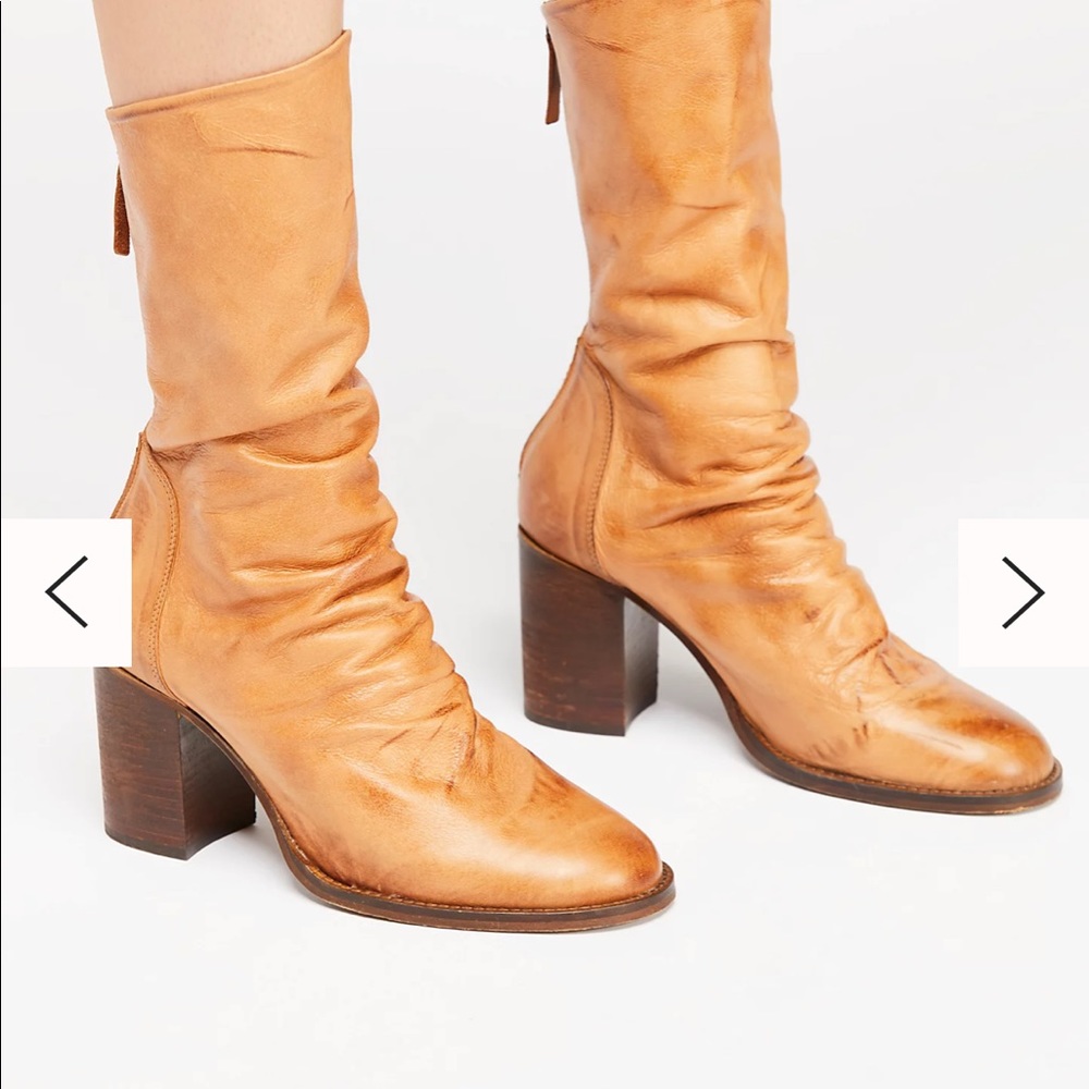 Like New Free People Elle Block Boots - Tan